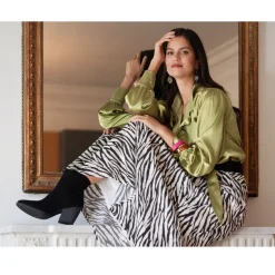 Blouse lavallière vert anis - Sylvie