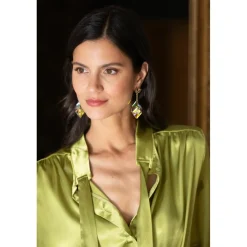 Blouse lavallière vert anis - Sylvie