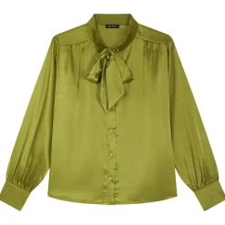 Blouse lavallière vert anis - Sylvie