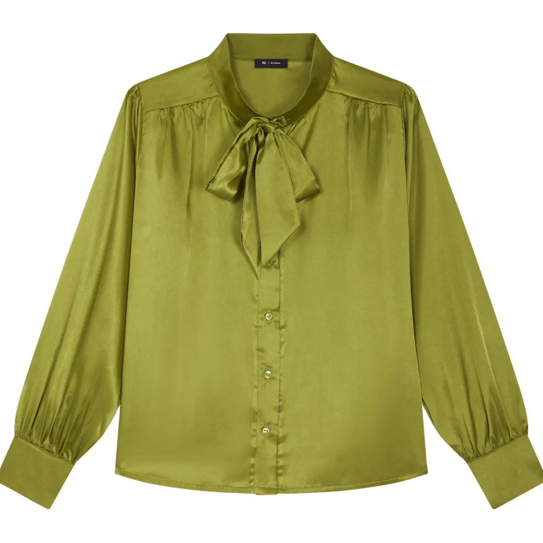 Blouse lavallière vert anis - Sylvie