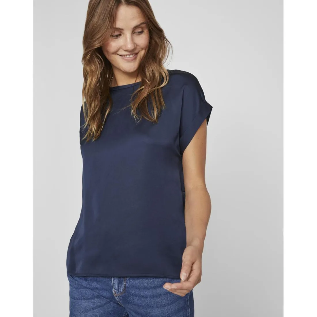 Blouse manches courtes bleu Ida