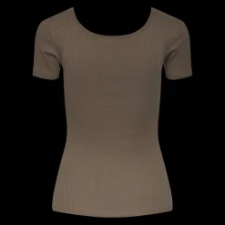 Blouse manches courtes col rond marron