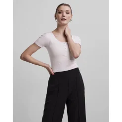 Blouse manches courtes col rond blanc