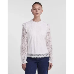 Blouse manches longues col rond blanc en nylon
