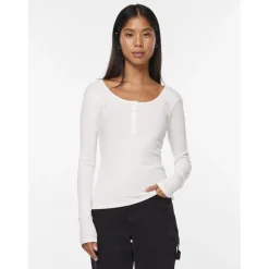 Blouse manches longues col rond blanc