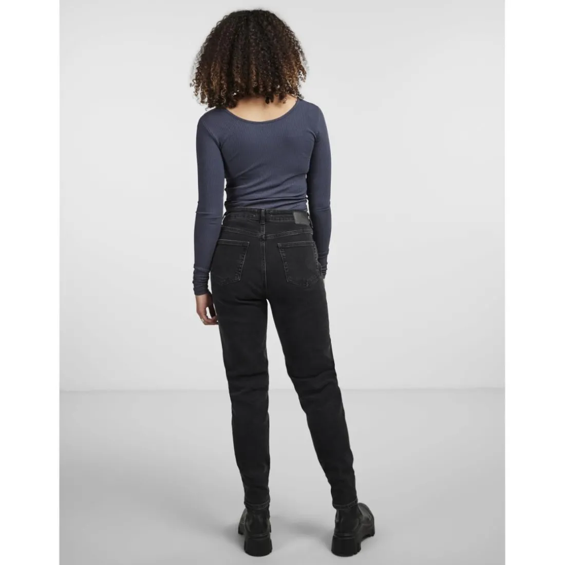 Blouse manches longues col rond bleu