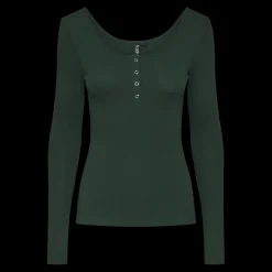 Blouse manches longues col rond vert Eden