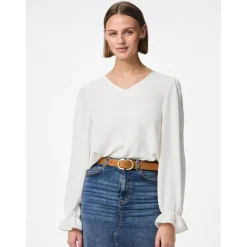 Blouse manches longues col en V Tiffany blanc écru Vera