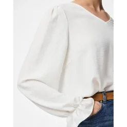 Blouse manches longues col en V Tiffany blanc écru Vera