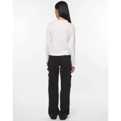 Blouse manches longues col haut blanc en viscose