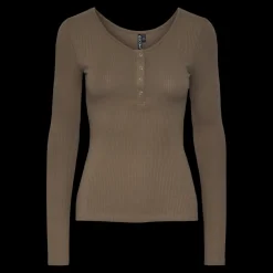 Blouse manches longues col rond marron