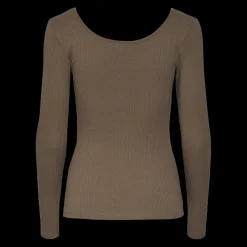 Blouse manches longues col rond marron