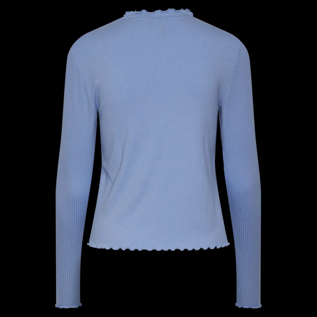 Blouse manches longues col haut bleu en viscose Lena
