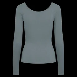 Blouse manches longues col rond gris