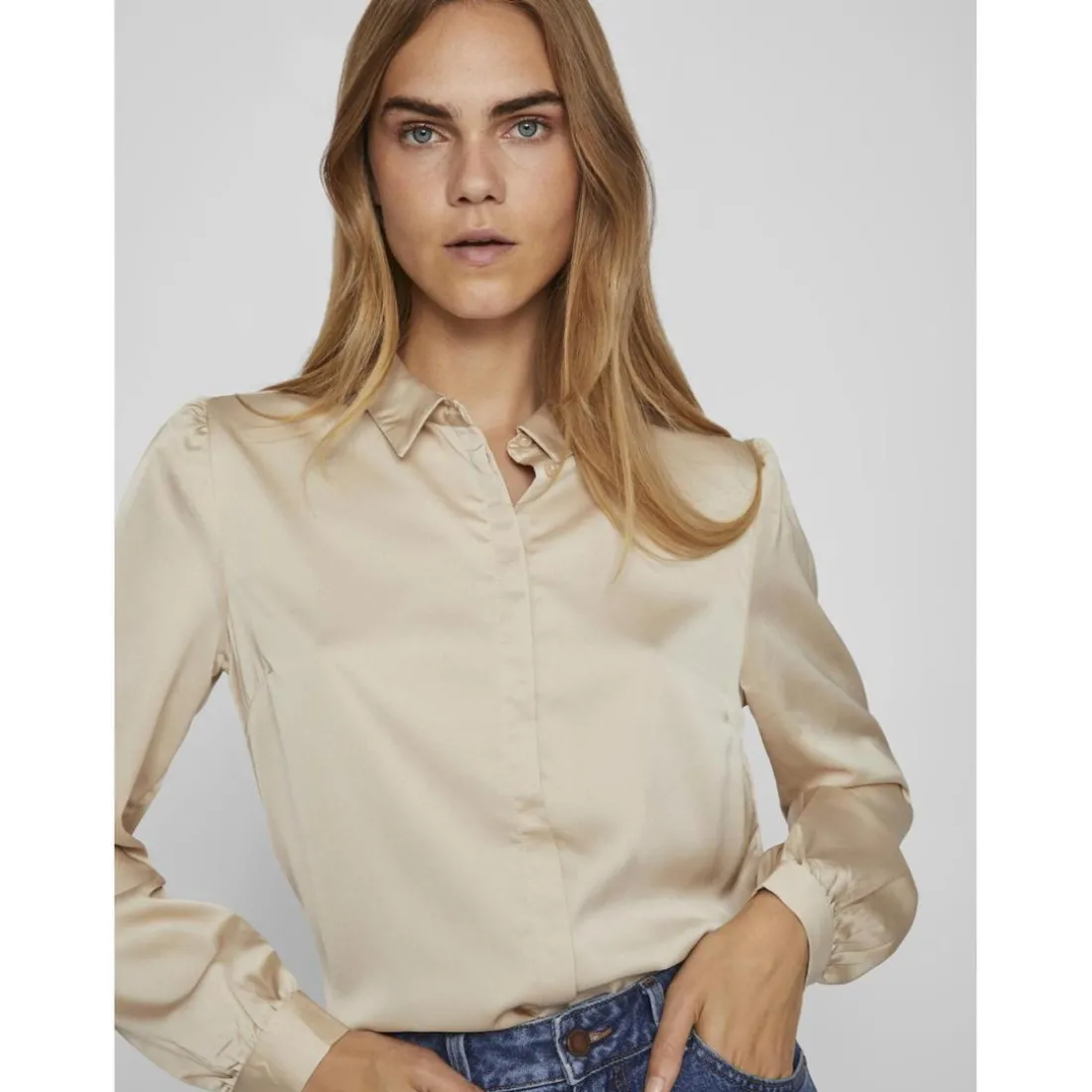 Blouse manches longues gris clair Sloan