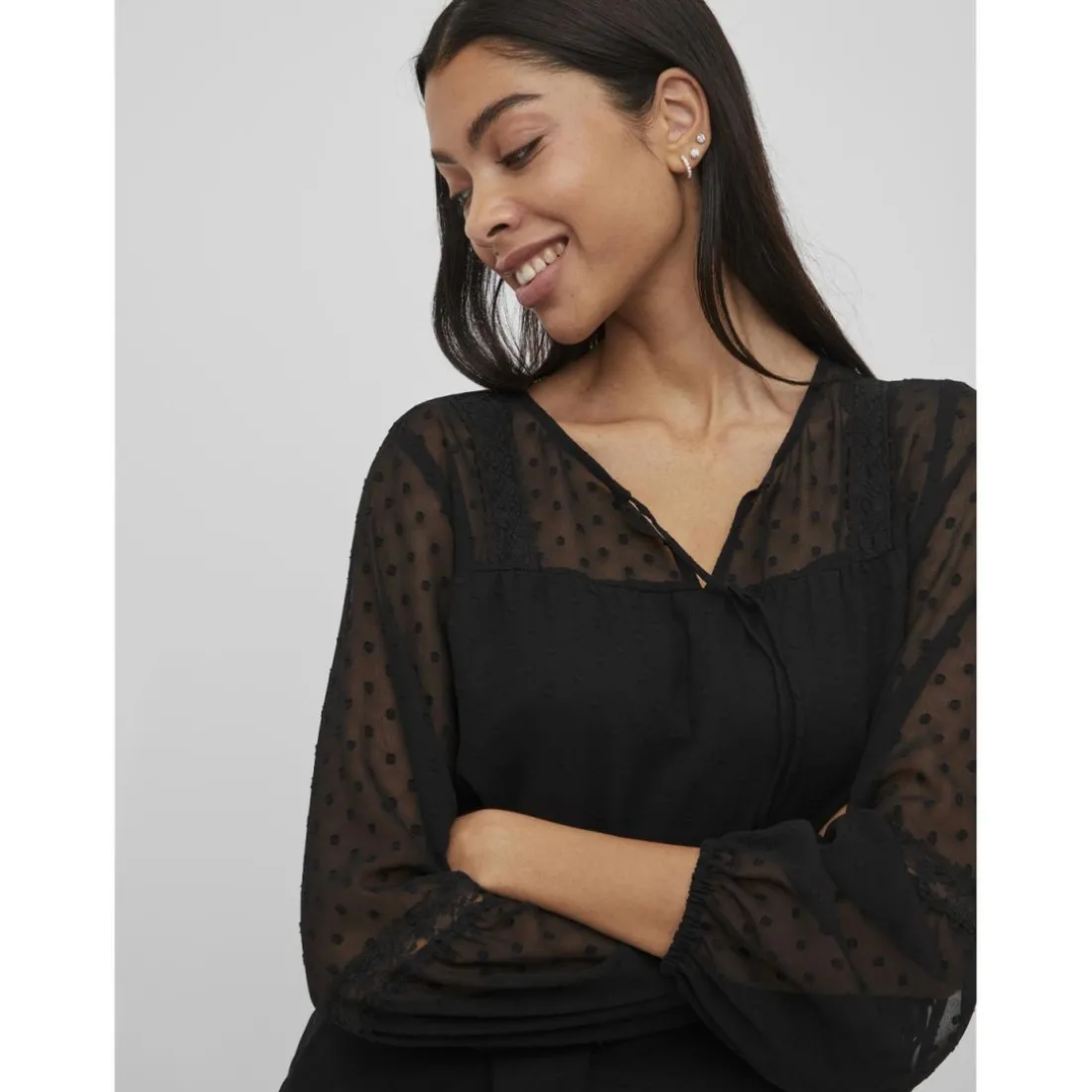 Blouse manches longues noir Pia