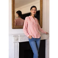 Blouse manches longues rayée Valentino en viscose