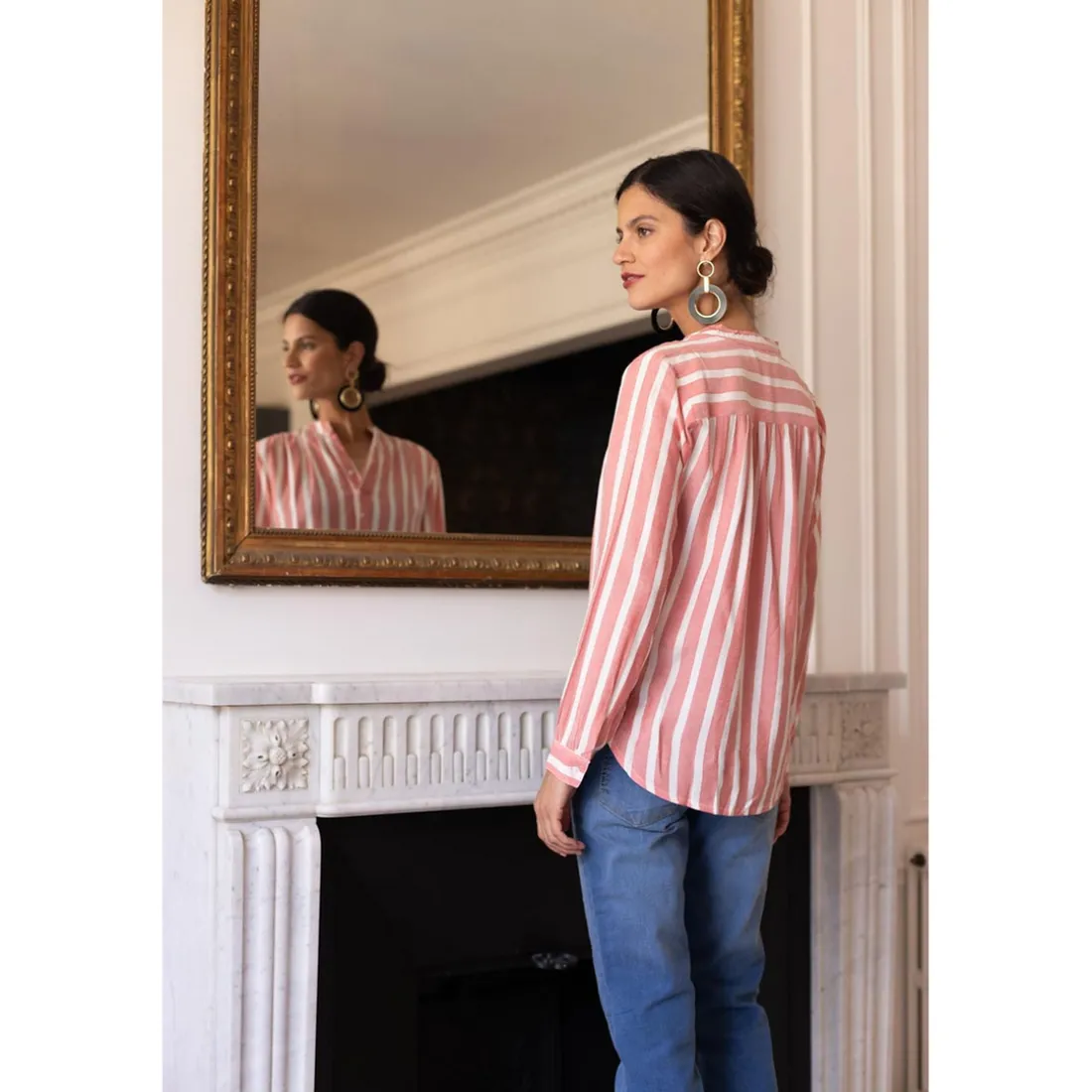 Blouse manches longues rayée Valentino en viscose