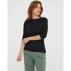 Blouse Regular Fit Col bateau Manches 3/4 Longueur regular noir
