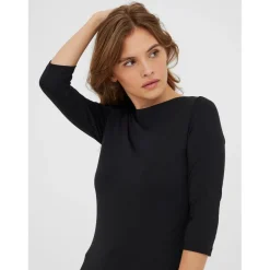 Blouse Regular Fit Col bateau Manches 3/4 Longueur regular noir