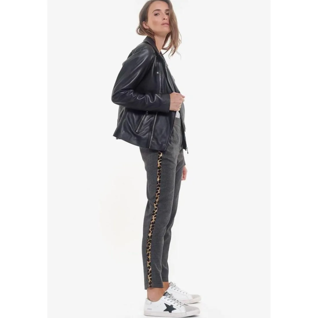 Blouson en cuir NANCY noir