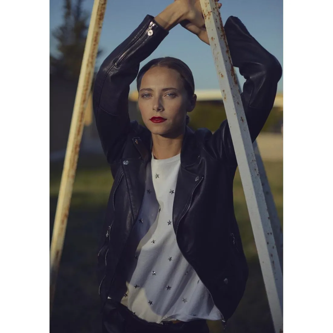 Blouson en cuir NANCY noir