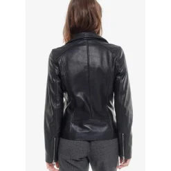 Blouson en cuir NANCY noir