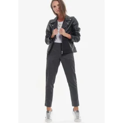 Blouson en cuir NANCY noir