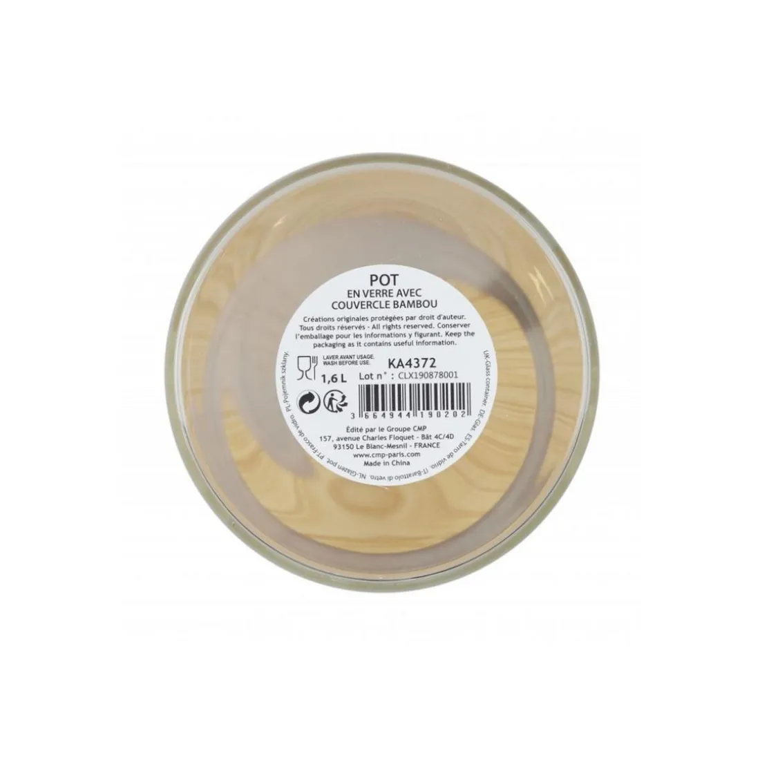 Bocal en verre et bambou 1.6L CIGLA