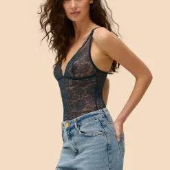 Body avec culotte tanga intégrée - Saphir bleu