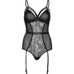 Body avec porte-jarretelles noir