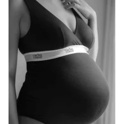 Body grossesse et allaitement Noir - Cache Coeur