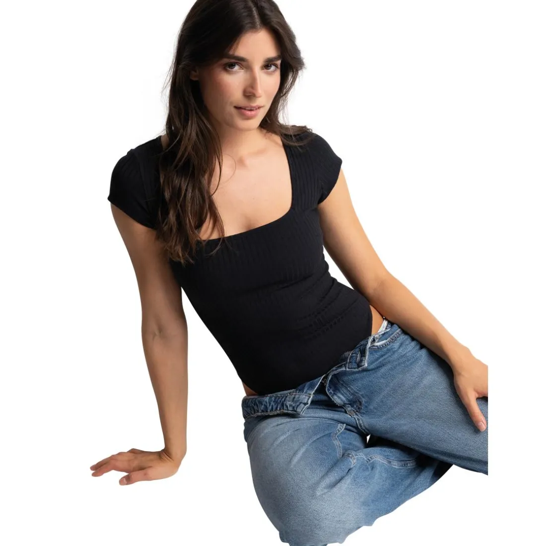 Body manches courtes Isabella noir