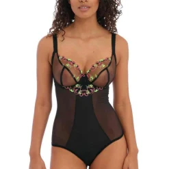 Body plongeant armatures - Noir Freya en nylon