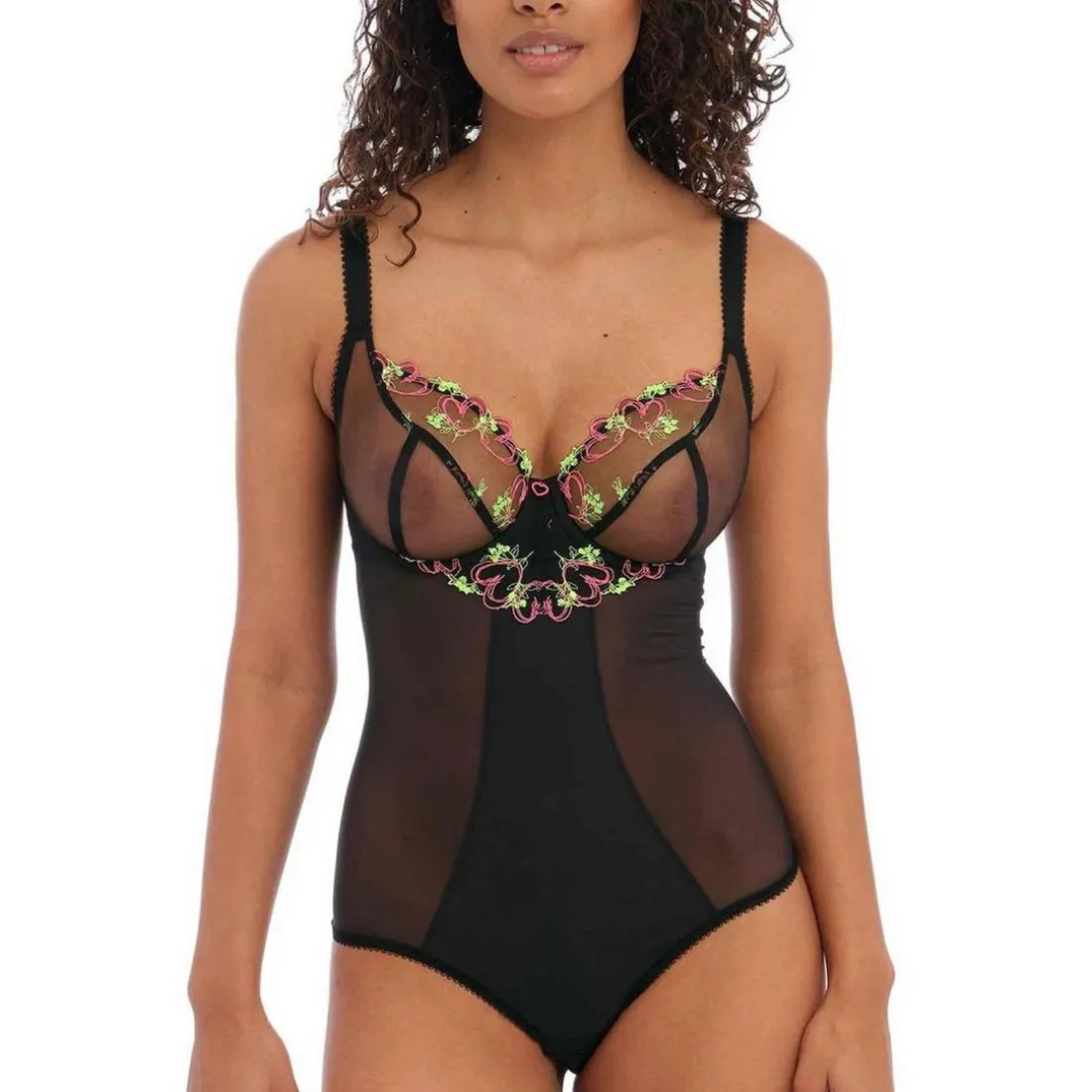 Body plongeant armatures - Noir Freya en nylon