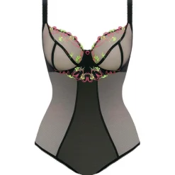 Body plongeant armatures - Noir Freya en nylon