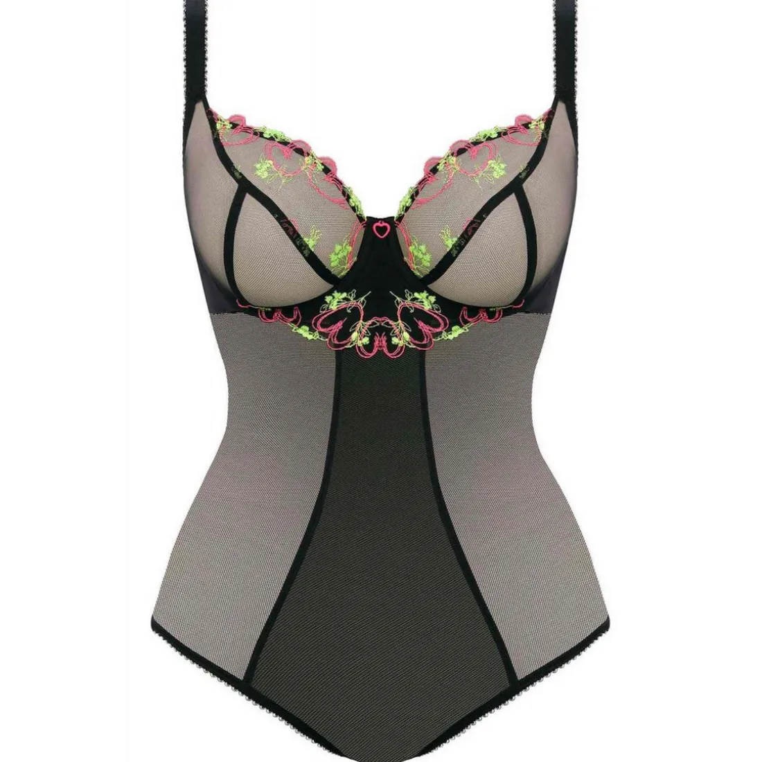 Body plongeant armatures - Noir Freya en nylon