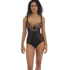 Body plongeant armatures - Noir Freya en nylon