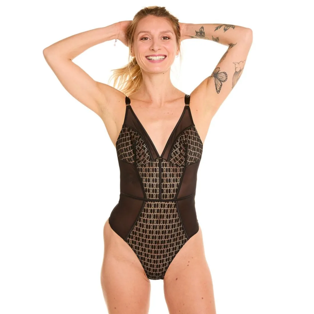 Body tanga noir Merveilleux