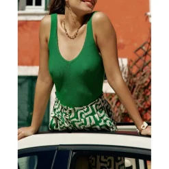 Body WINONA vert en coton