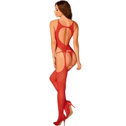 Bodystocking S/M/L - Rouge Obsessive en nylon