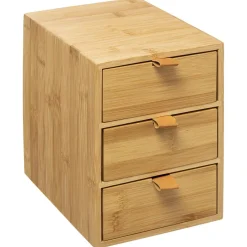 Boite 3 Tiroir Bambou Cuir