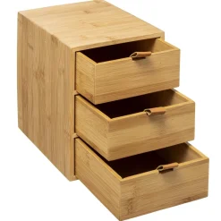 Boite 3 Tiroir Bambou Cuir