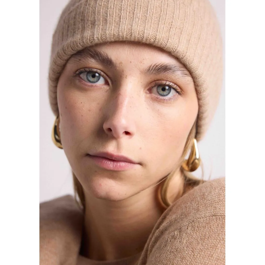 Bonnet unisexe en cachemire new beige creme