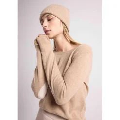 Bonnet unisexe en cachemire new beige creme
