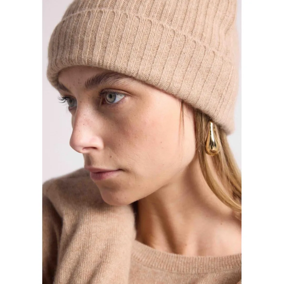 Bonnet unisexe en cachemire new beige creme