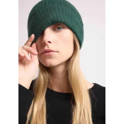 Bonnet unisexe en cachemire vert bouteille