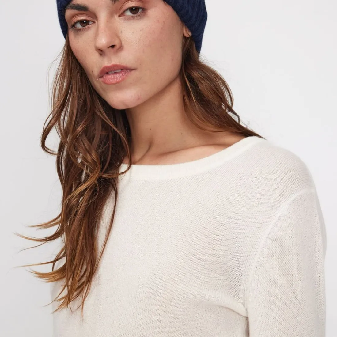 Bonnet unisexe en cachemire bleu marine