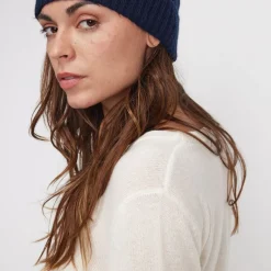 Bonnet unisexe en cachemire bleu marine