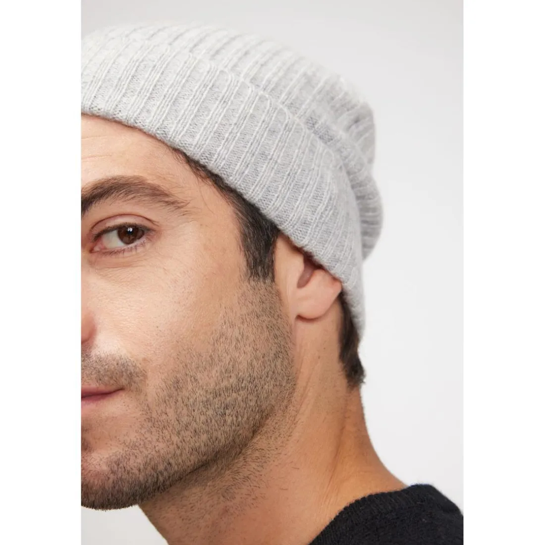Bonnet unisexe en cachemire gris perle
